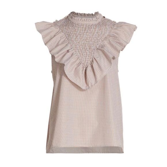 Munthe Blouse Rossi Plaid Smocked Ruffle - Picture 12 of 13